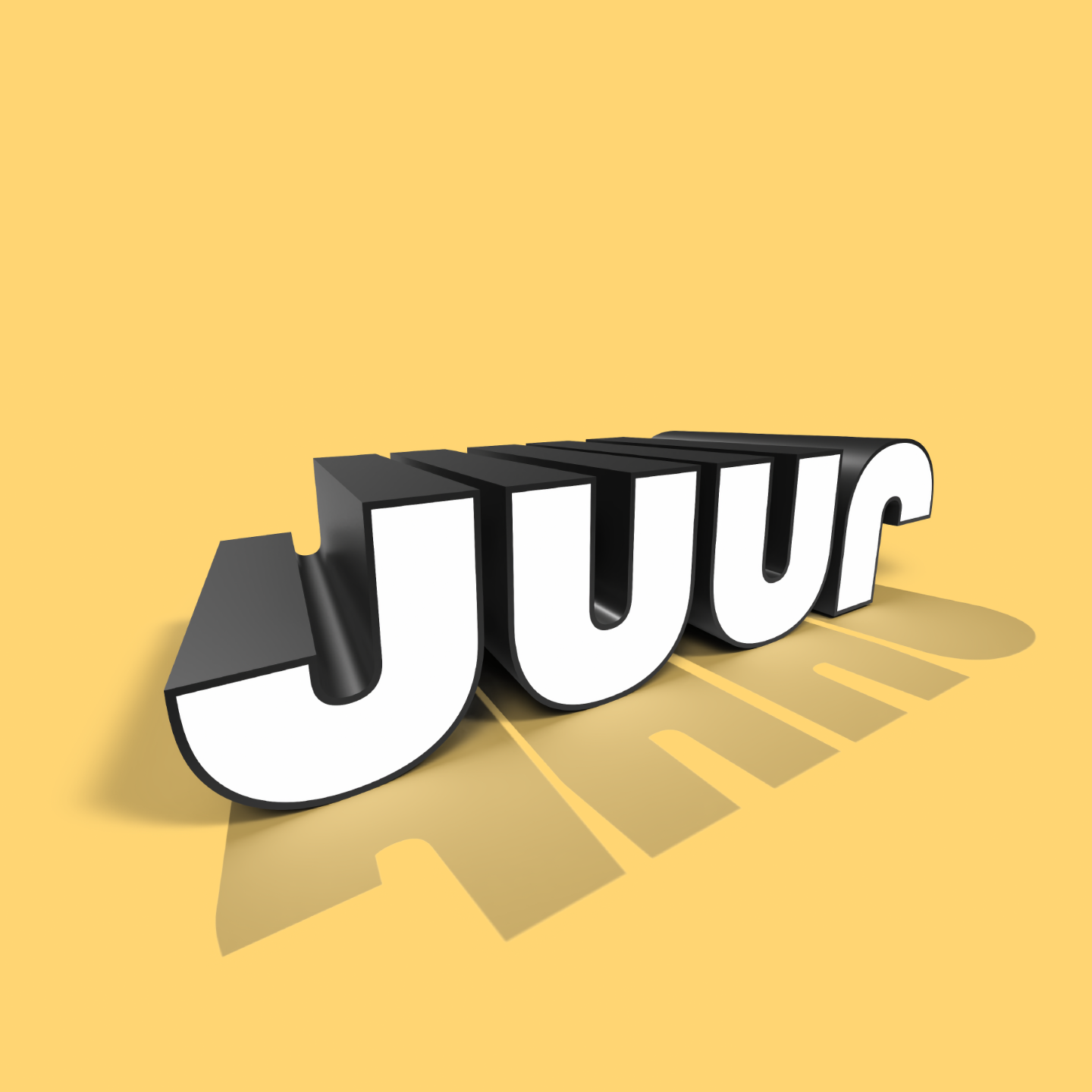 Juur Studio logo rendered in 3D on yellow background
