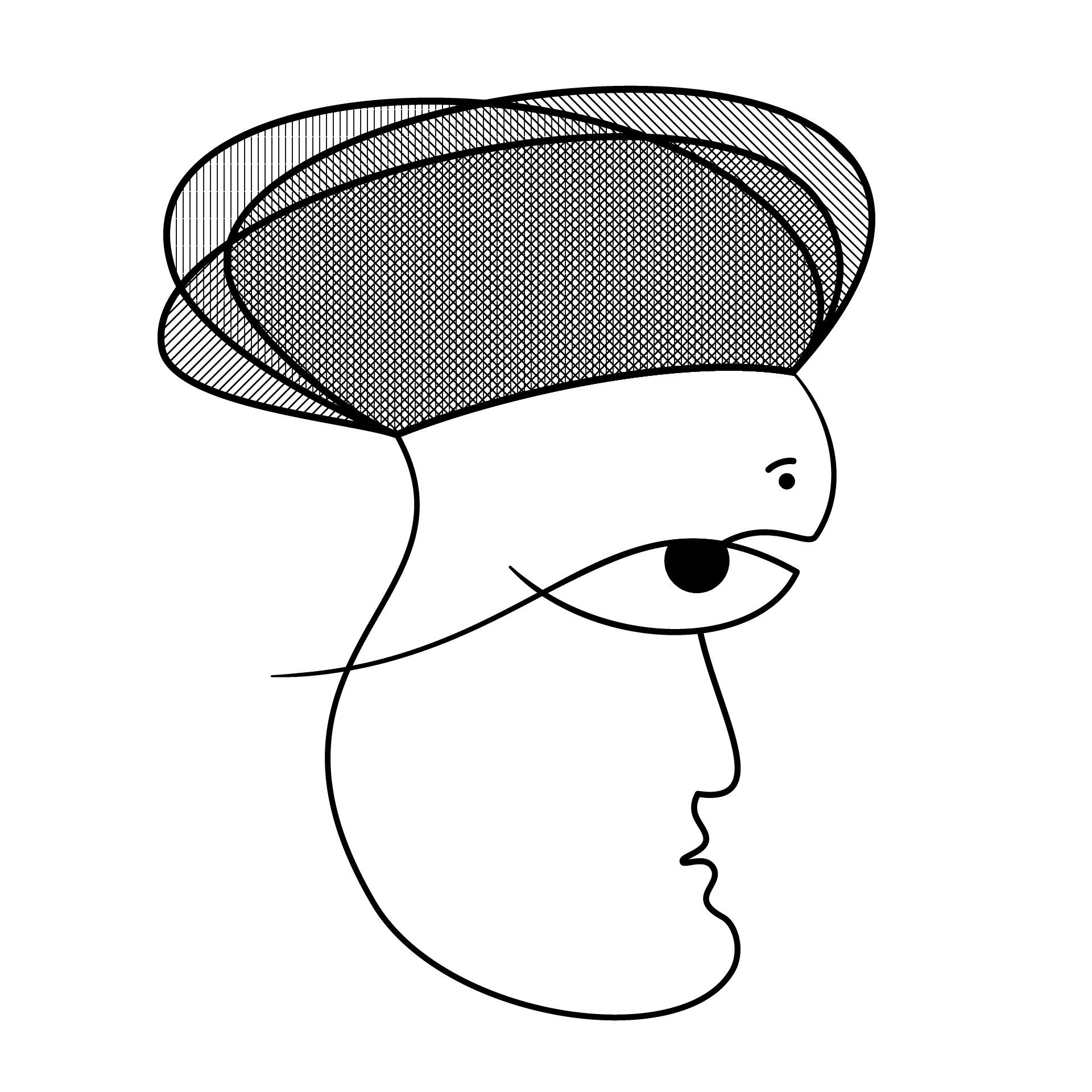 A graphic vector drawing of a man and a fish combined in one